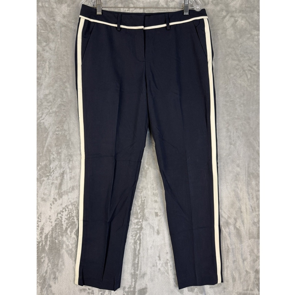 Y2K Willi Smith Womens Navy Blue Pants With White Side‎ Stripe Cropped Size 8